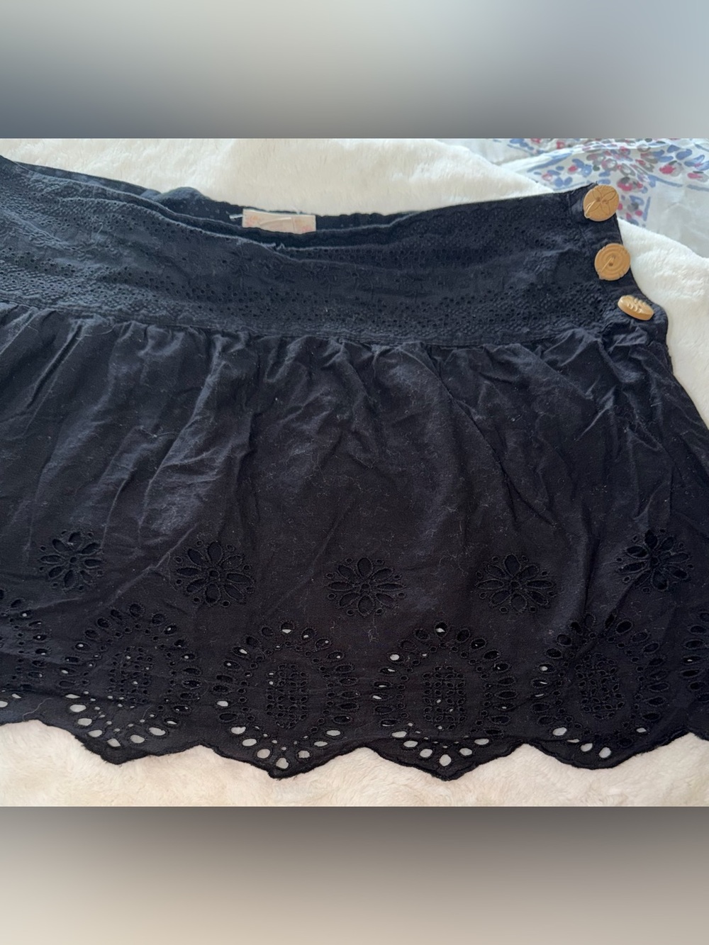 Black Eyelet Lace Trim Skirt
